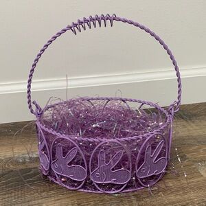 Purple Wire Easter Basket with Bunny Design